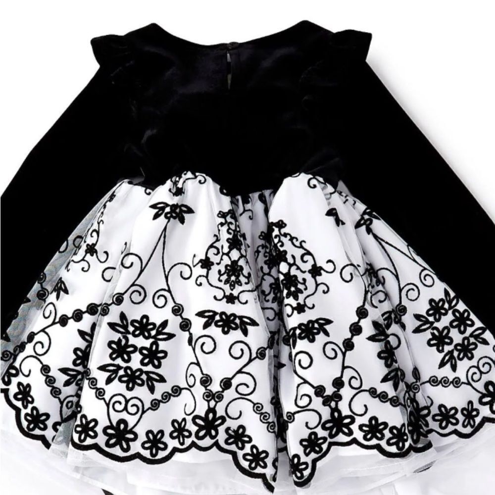Pippa and Julie Black and white Velvet holiday dress size 24 months NWT